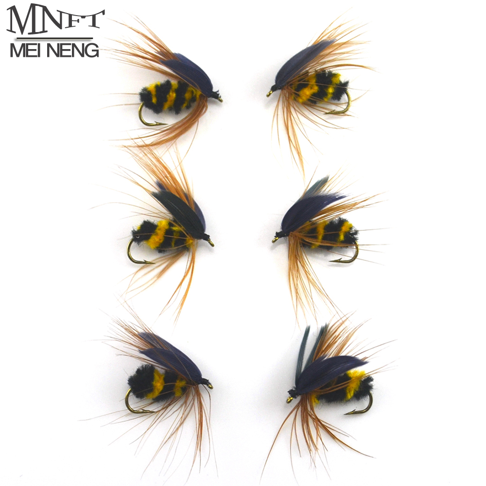 6PCS #10 Black & Yellow Bumble Bee Fly Fishing Insect Lure Angling